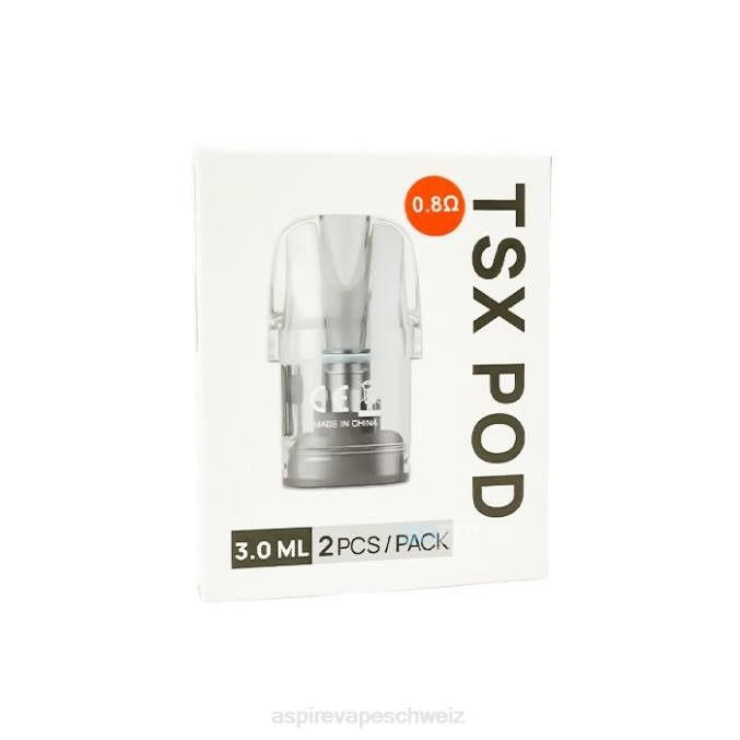 02D8E233 Aspire Tsx Pod 0,8 Ohm (3,0 ml)/2 Stück pro Packung (kompatibel mit Cyber ​​S und Cyber ​​X) Aspire vape store