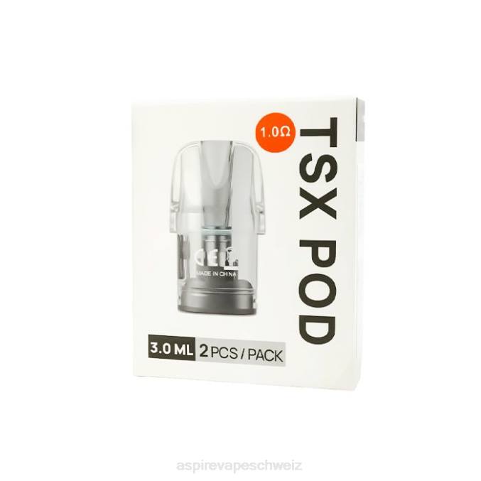 02D8E234 Aspire Tsx Pod 1,0 Ohm (3,0 ml)/2 Stück pro Packung (kompatibel mit Cyber ​​S und Cyber ​​X) Aspire vape pod